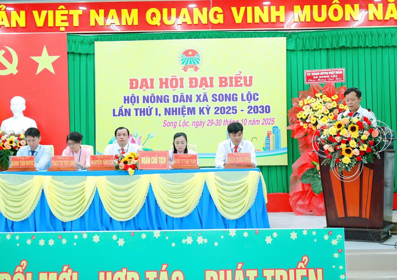 Đại hội đại biểu Hội Nông dân xã Song Lộc, tỉnh Vĩnh Long lần thứ I, Nhiệm kỳ 2025 - 2030