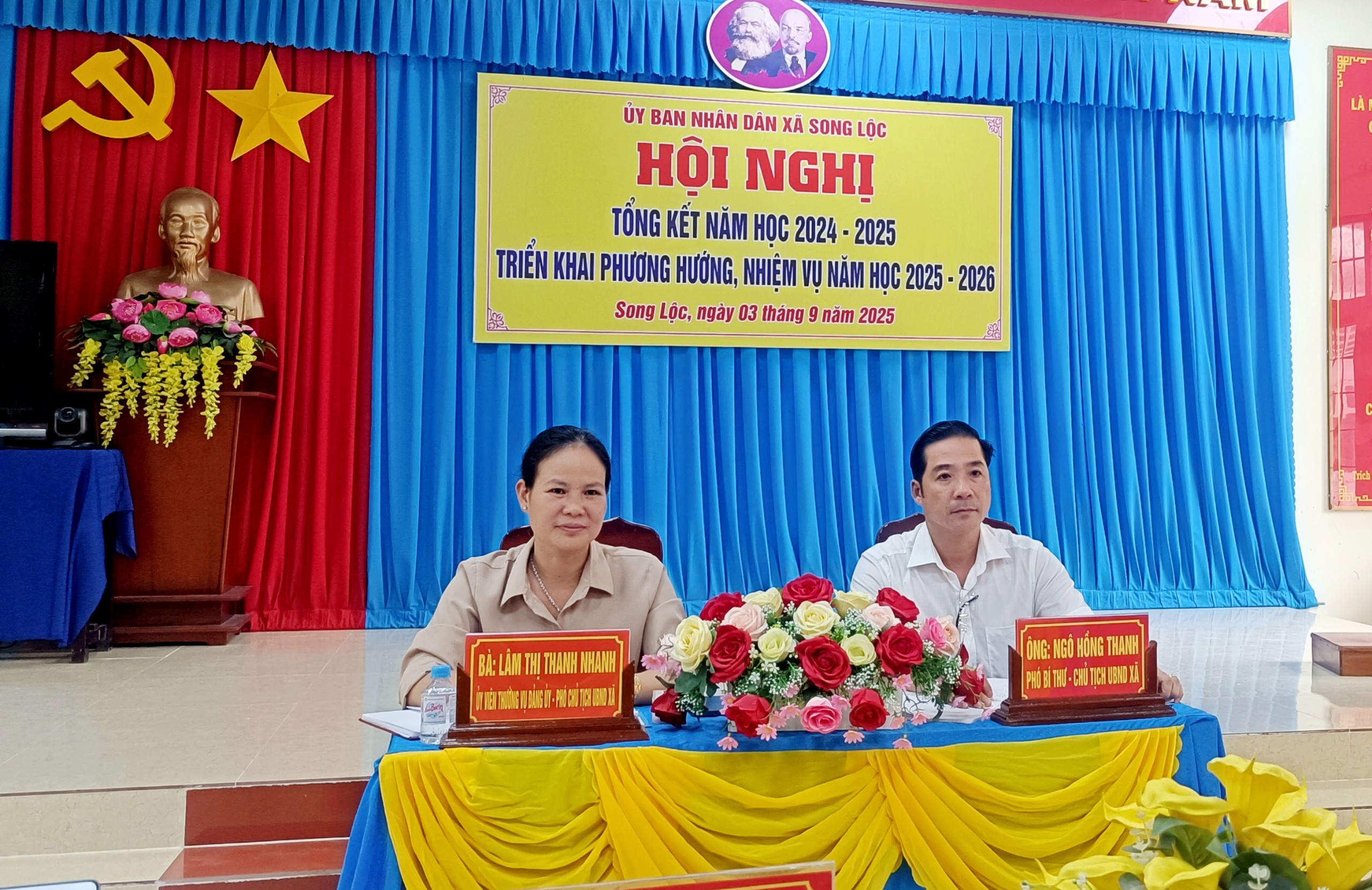 Ủy ban nhân dân xã Song Lộc tổ chức Hội nghị Tổng kết năm học 2024-2025 và triển khai kế hoạch nhiệm vụ và giải pháp năm học 2025-2026.